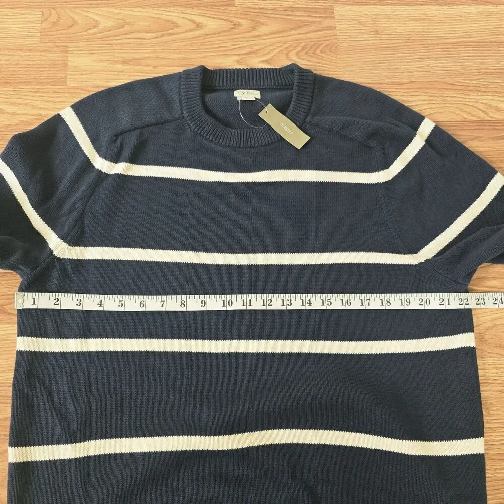 J Crew Men’s Heritage cotton Crewneck Knit Sweater Size Large Navy Preppy NEW